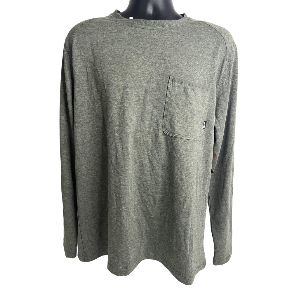 Bass Outdoor Shirt Mens‎ Large Green Long Sleeve LS Utili-Tee Pocket Crewneck